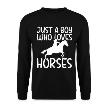 Nur ein Junge, der Pferde liebt - - Unisex Pullover - Schwarz - Vorne - Alina (178cm) & Michal (187cm)