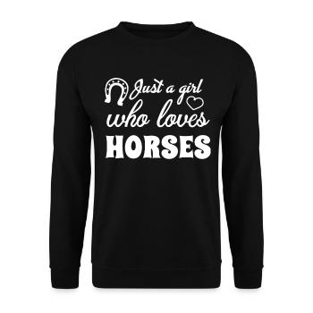 Just A Girl Who Loves Horses 12 - - Unisex Pullover - Schwarz - Vorne - Alina (178cm) & Michal (187cm)