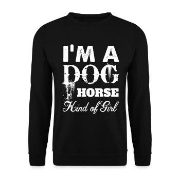 Ich bin ein Hund-Pferd-Mädchen - - Unisex Pullover - Schwarz - Vorne - Alina (178cm) & Michal (187cm)