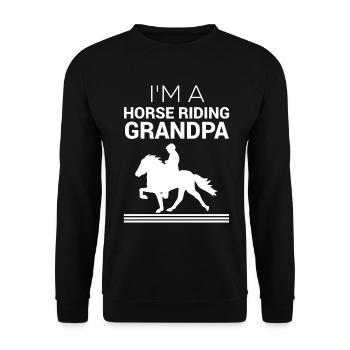 Ich bin ein pferdereitender Opa - - Unisex Pullover - Schwarz - Vorne - Alina (178cm) & Michal (187cm)