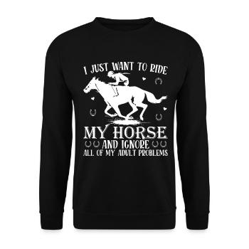 Je veux juste monter mon cheval et tous les - Sweat-shirt Unisexe - noir - Devant - Alina (178cm) & Michal (187cm)