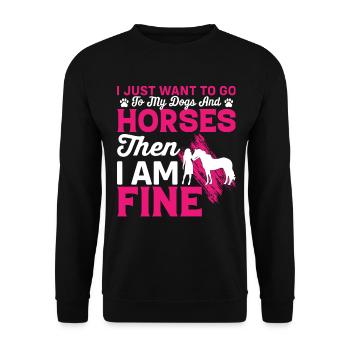 Je veux juste aller vers mon chien et mes chevaux - Sweat-shirt Unisexe - noir - Devant - Alina (178cm) & Michal (187cm)