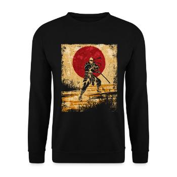 Ninja Japanese Art Vintage Fighter Retro - Unisex Sweatshirt - black - Front - Alina (178cm) & Michal (187cm)
