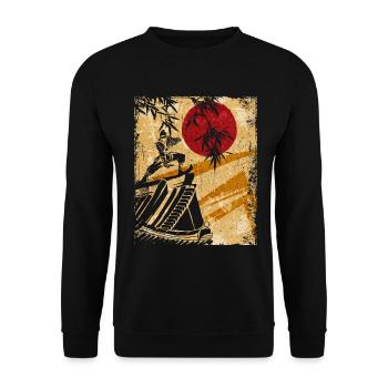 Ninja Japanese Art Vintage Fighter Retro - Unisex Sweatshirt - black - Front - Alina (178cm) & Michal (187cm)