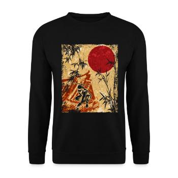Ninja Japanese Art Vintage Fighter Retro - Unisex Sweatshirt - black - Front - Alina (178cm) & Michal (187cm)