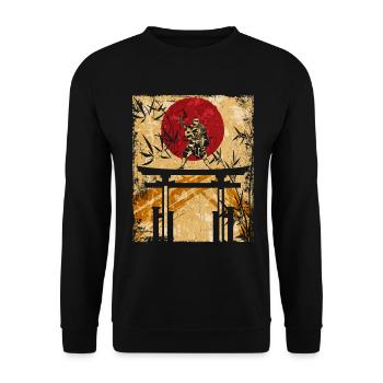 Ninja Japanese Art Vintage Fighter Retro - Unisex Sweatshirt - black - Front - Alina (178cm) & Michal (187cm)