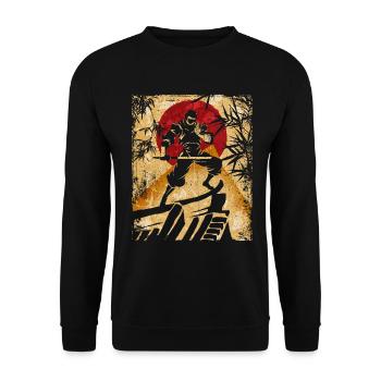 Ninja Japanese Art Vintage Fighter Retro - Unisex Sweatshirt - black - Front - Alina (178cm) & Michal (187cm)