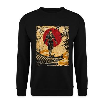 Ninja Japanese Art Vintage Fighter Retro - Unisex Sweatshirt - black - Front - Alina (178cm) & Michal (187cm)