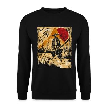 Samouraï Art Japonais Vintage Fighter Rétro - Sweat-shirt Unisexe - noir - Devant - Alina (178cm) & Michal (187cm)