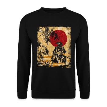Samouraï Art Japonais Vintage Fighter Rétro - Sweat-shirt Unisexe - noir - Devant - Alina (178cm) & Michal (187cm)