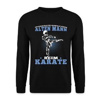 Alter Mann Karate Karateka asiatischer Kampfsport - Unisex Pullover - Schwarz - Vorne - Alina (178cm) & Michal (187cm)