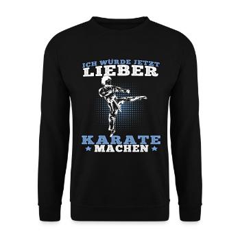 Lieber Karate Karateka asiatischer Kampfsport - Unisex Pullover - Schwarz - Vorne - Alina (178cm) & Michal (187cm)
