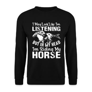 J’ai peut-être l’air d’écouter, mais dans ma tête, je suis R - Sweat-shirt Unisexe - noir - Devant - Alina (178cm) & Michal (187cm)
