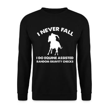 Je ne tombe jamais, je fais du spr aléatoire assisté par un cheval - Sweat-shirt Unisexe - noir - Devant - Alina (178cm) & Michal (187cm)