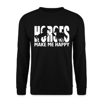 Les chevaux me rendent heureux - - Sweat-shirt Unisexe - noir - Devant - Alina (178cm) & Michal (187cm)