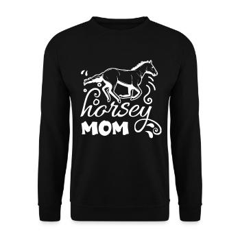 Pferdchen-Mama 1 - - Unisex Pullover - Schwarz - Vorne - Alina (178cm) & Michal (187cm)
