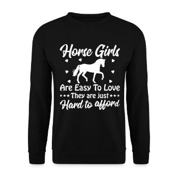 Pferdemädchen sind leicht zu lieben, sie sind nur - Unisex Pullover - Schwarz - Vorne - Alina (178cm) & Michal (187cm)