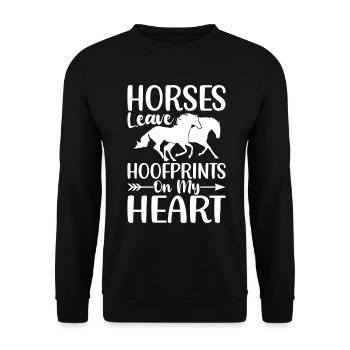 Les chevaux laissent des empreintes de sabots sur mon cœur - - Sweat-shirt Unisexe - noir - Devant - Alina (178cm) & Michal (187cm)
