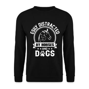 Facile à distraire des chevaux et des chiens - - Sweat-shirt Unisexe - noir - Devant - Alina (178cm) & Michal (187cm)