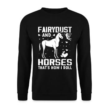 Feenstaub und Pferde - So bin ich drauf - - Unisex Pullover - Schwarz - Vorne - Alina (178cm) & Michal (187cm)
