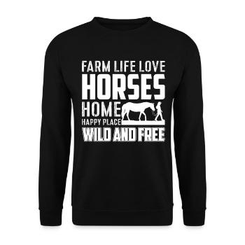 Farm Life Love Horses Home Happy Place Wild And Ven - Sweat-shirt Unisexe - noir - Devant - Alina (178cm) & Michal (187cm)