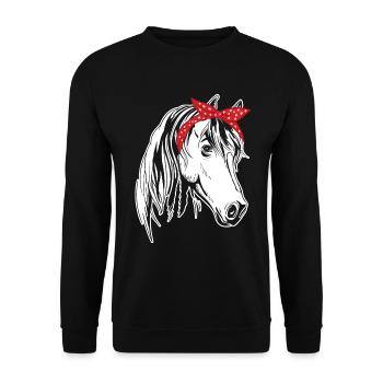 Pferd 4 - - Unisex Pullover - Schwarz - Vorne - Alina (178cm) & Michal (187cm)