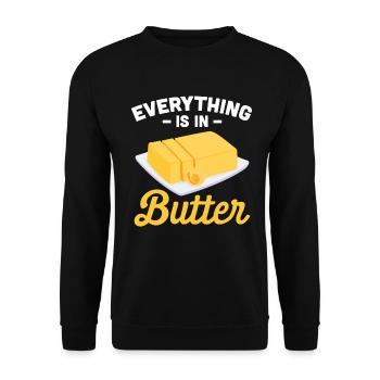 Everything Is In Butter - Unisex Pullover - Schwarz - Vorne - Alina (178cm) & Michal (187cm)