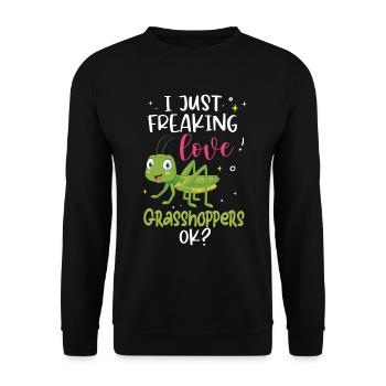 Grashüpfer - Unisex Pullover - Schwarz - Vorne - Alina (178cm) & Michal (187cm)