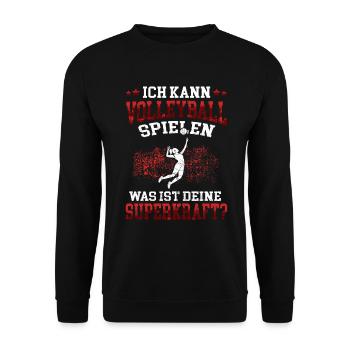 Ich kann Volleyball spielen Volleyballerin - Unisex Pullover - Schwarz - Vorne - Alina (178cm) & Michal (187cm)