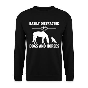 Facilement distrait par les chiens et les chevaux - - Sweat-shirt Unisexe - noir - Devant - Alina (178cm) & Michal (187cm)