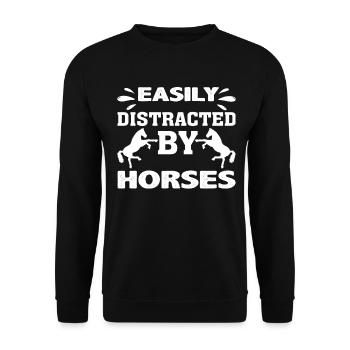 Easily distracted by horses 3 - - Unisex Sweatshirt - black - Front - Alina (178cm) & Michal (187cm)