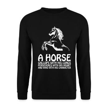 Un cheval galope avec ses poumons et s’arrête avec le - Sweat-shirt Unisexe - noir - Devant - Alina (178cm) & Michal (187cm)