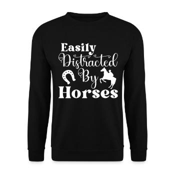 Facilement distrait par les chevaux 2 - - Sweat-shirt Unisexe - noir - Devant - Alina (178cm) & Michal (187cm)