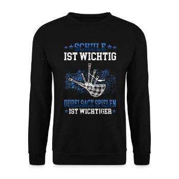 Bagpipe is importanter Dudelsack Sackpfeife - Unisex Pullover - Schwarz - Vorne - Alina (178cm) & Michal (187cm)