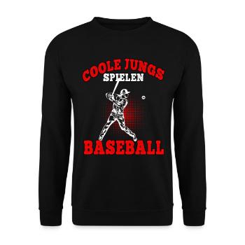 Coole Jungs Baseball Baseballer Baseballspieler - Unisex Pullover - Schwarz - Vorne - Alina (178cm) & Michal (187cm)