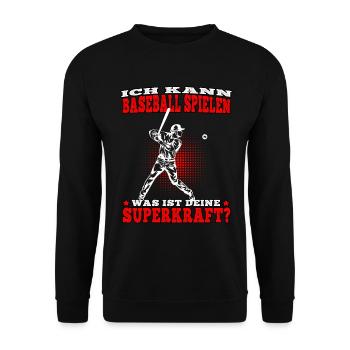 Baseball spielen Baseballer Baseballspieler - Unisex Pullover - Schwarz - Vorne - Alina (178cm) & Michal (187cm)