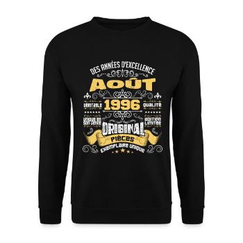 Les légendes sont nées en Août 1996 | vintage - Sweat-shirt Unisexe - noir - Devant - Alina (178cm) & Michal (187cm)