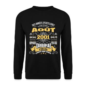 Les légendes sont nées en Août 2001 | vintage - Sweat-shirt Unisexe - noir - Devant - Alina (178cm) & Michal (187cm)