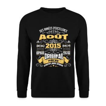 Les légendes sont nées en Août 2015 | vintage - Sweat-shirt Unisexe - noir - Devant - Alina (178cm) & Michal (187cm)