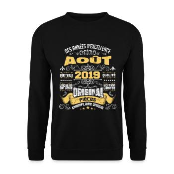 Les légendes sont nées en Août 2019 | vintage - Sweat-shirt Unisexe - noir - Devant - Alina (178cm) & Michal (187cm)
