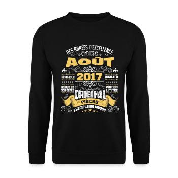 Les légendes sont nées en Août 2017 | vintage - Sweat-shirt Unisexe - noir - Devant - Alina (178cm) & Michal (187cm)