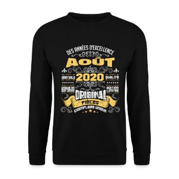 Les légendes sont nées en Août 2020 | vintage - Sweat-shirt Unisexe - noir - Devant - Alina (178cm) & Michal (187cm)