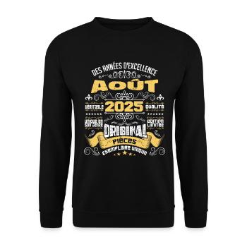 Les légendes sont nées en Août 2025 | vintage - Sweat-shirt Unisexe - noir - Devant - Alina (178cm) & Michal (187cm)