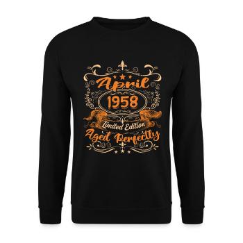 Birthday Vintage Gift Idea April 1958 - Unisex Sweatshirt - black - Front - Alina (178cm) & Michal (187cm)
