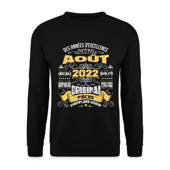Les légendes sont nées en Août 2022 | vintage - Sweat-shirt Unisexe - noir - Devant - Alina (178cm) & Michal (187cm)