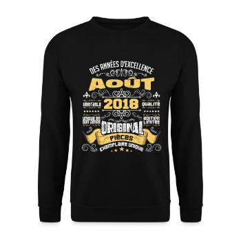 Les légendes sont nées en Août 2018 | vintage - Sweat-shirt Unisexe - noir - Devant - Alina (178cm) & Michal (187cm)