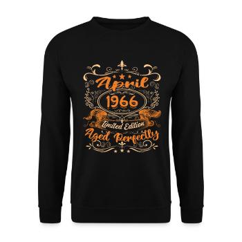 Birthday Vintage Gift Idea April 1966 - Unisex Sweatshirt - black - Front - Alina (178cm) & Michal (187cm)