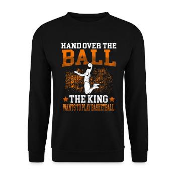King plays Basketball Basketballer - Unisex Pullover - Schwarz - Vorne - Alina (178cm) & Michal (187cm)