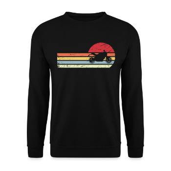 Sonne und Retro-Linien - Motorrad - - Unisex Pullover - Schwarz - Vorne - Alina (178cm) & Michal (187cm)