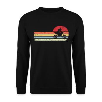 Sonne und Retro-Linien - Kerl Motorrad - - Unisex Pullover - Schwarz - Vorne - Alina (178cm) & Michal (187cm)